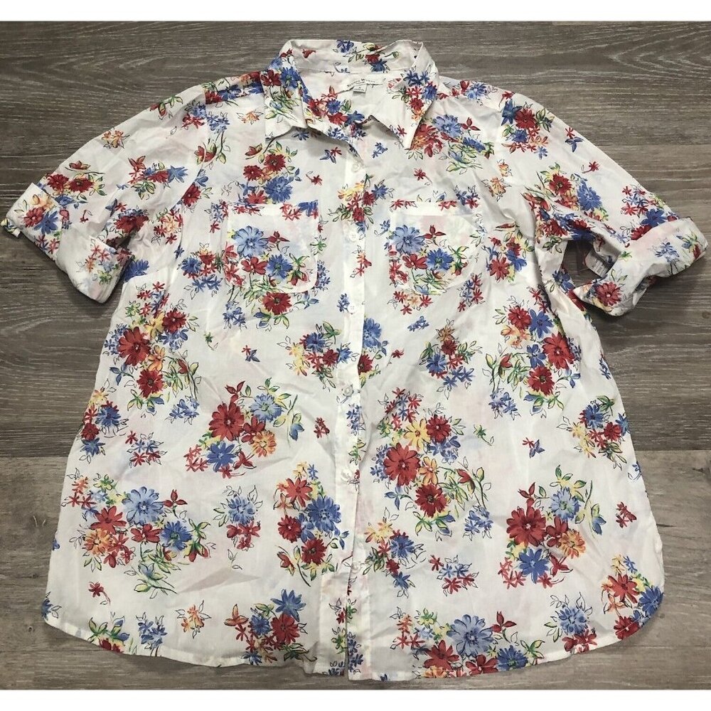 Studio Works Womens‎ SZ 1X Top Floral Boho Shirt Blouse Artsy Cottagecore XL